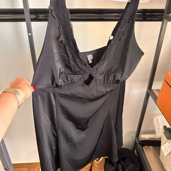 Wild Fable Black Slip Dress with Lacie neck line detail - Picture 2 of 6